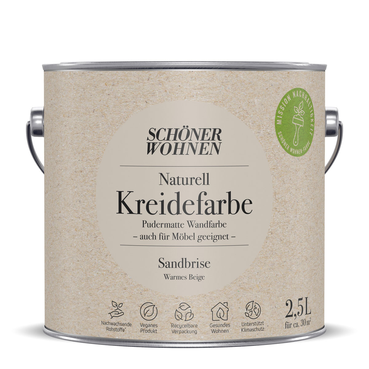 Schöner Wohnen Farbe  Naturell Kreidefarbe 2,5 L Sandbriese