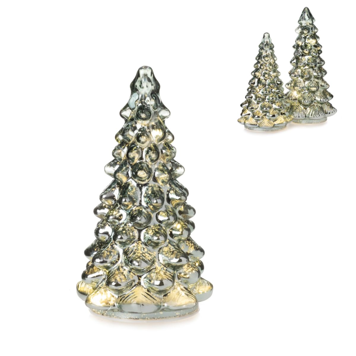 Tannenbaum mit LED 19cm Glas metallic grün