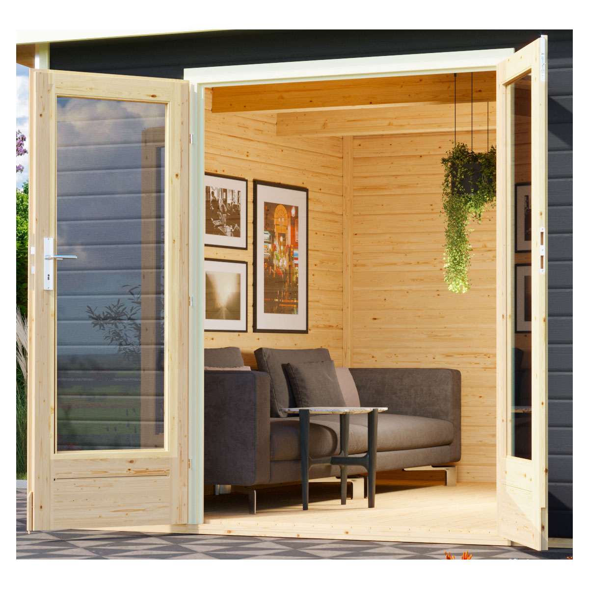 Karibu  Blockbohlenhaus Radeburg 2 terragrau Bild 5