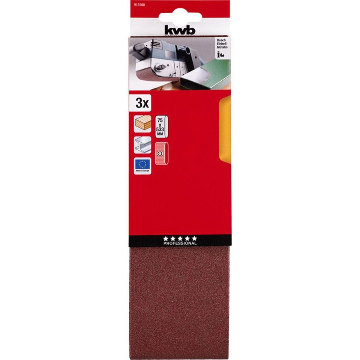 kwb  Schleifbänder Holz und Metall 75 x 533 mm K80 Bild 2