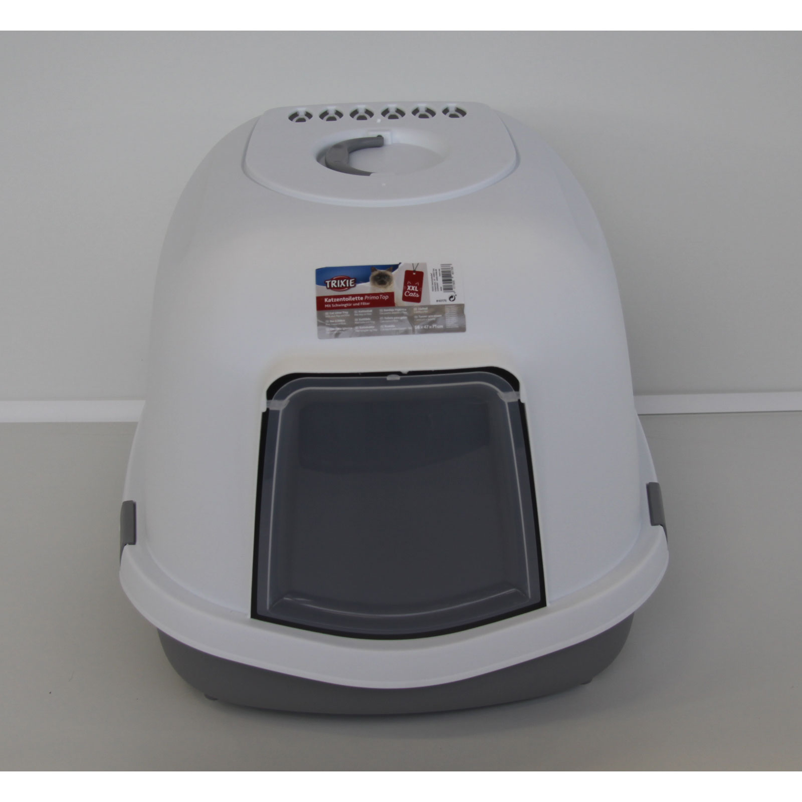 Trixie  Katzentoilette Primo XXL Top mit Haube 56 x 47 x 71 cm grau/weiß Bild 2