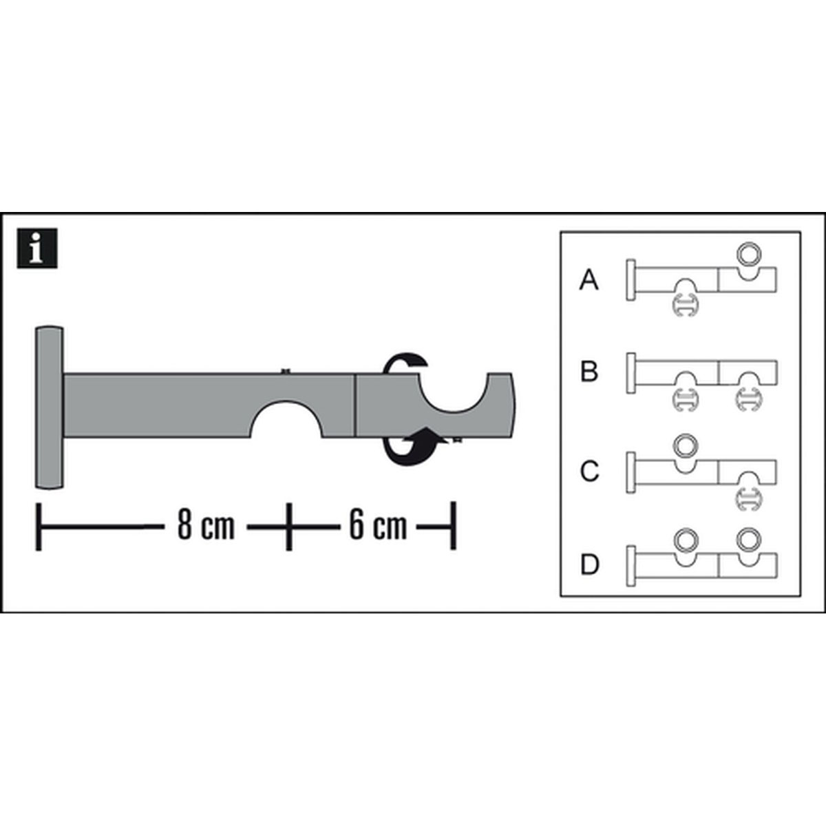 Gardinia Doppel-Kombiträger Chicago offen für Durchmesser 20 mm 8/6 cm Edelstahl-optik Bild 3