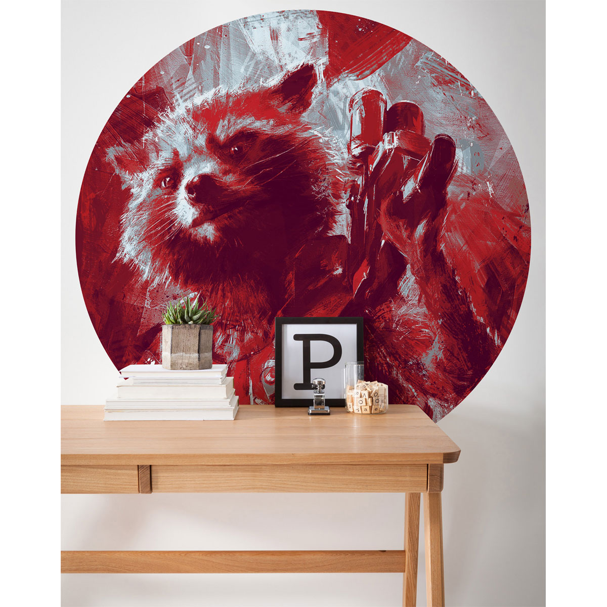 Komar  Selbstklebende Vlies Fototapete rund Avengers Painting Rocket Raccoon Durchmesser 125 cm