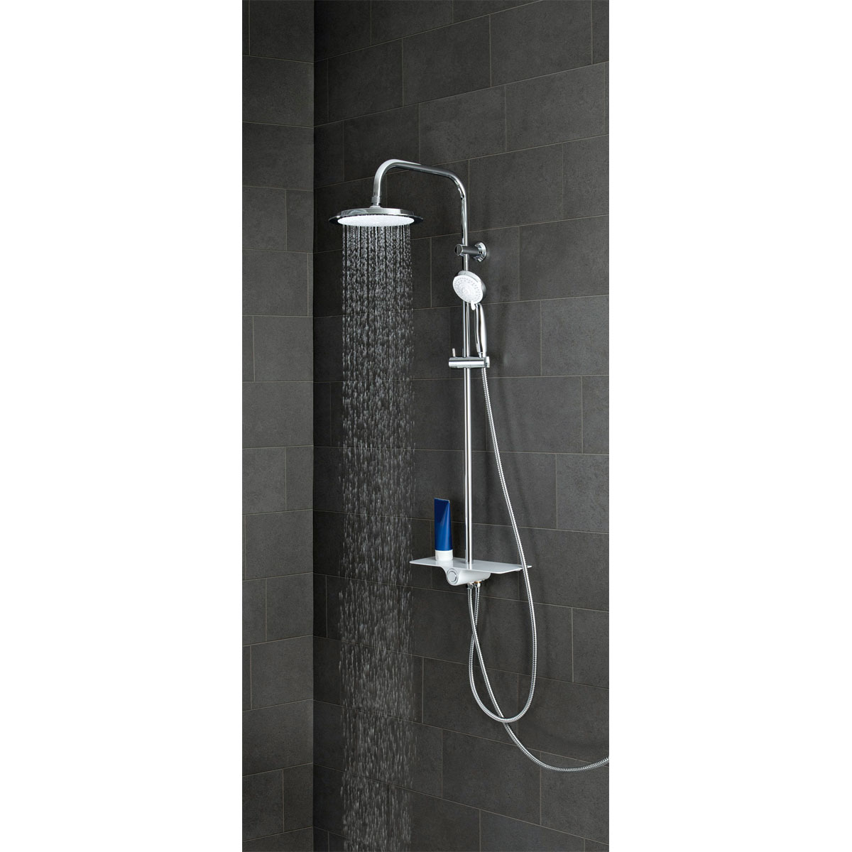 Überkopfbrauseset Aquastar mit Ablage chrom-weiß Bild 3