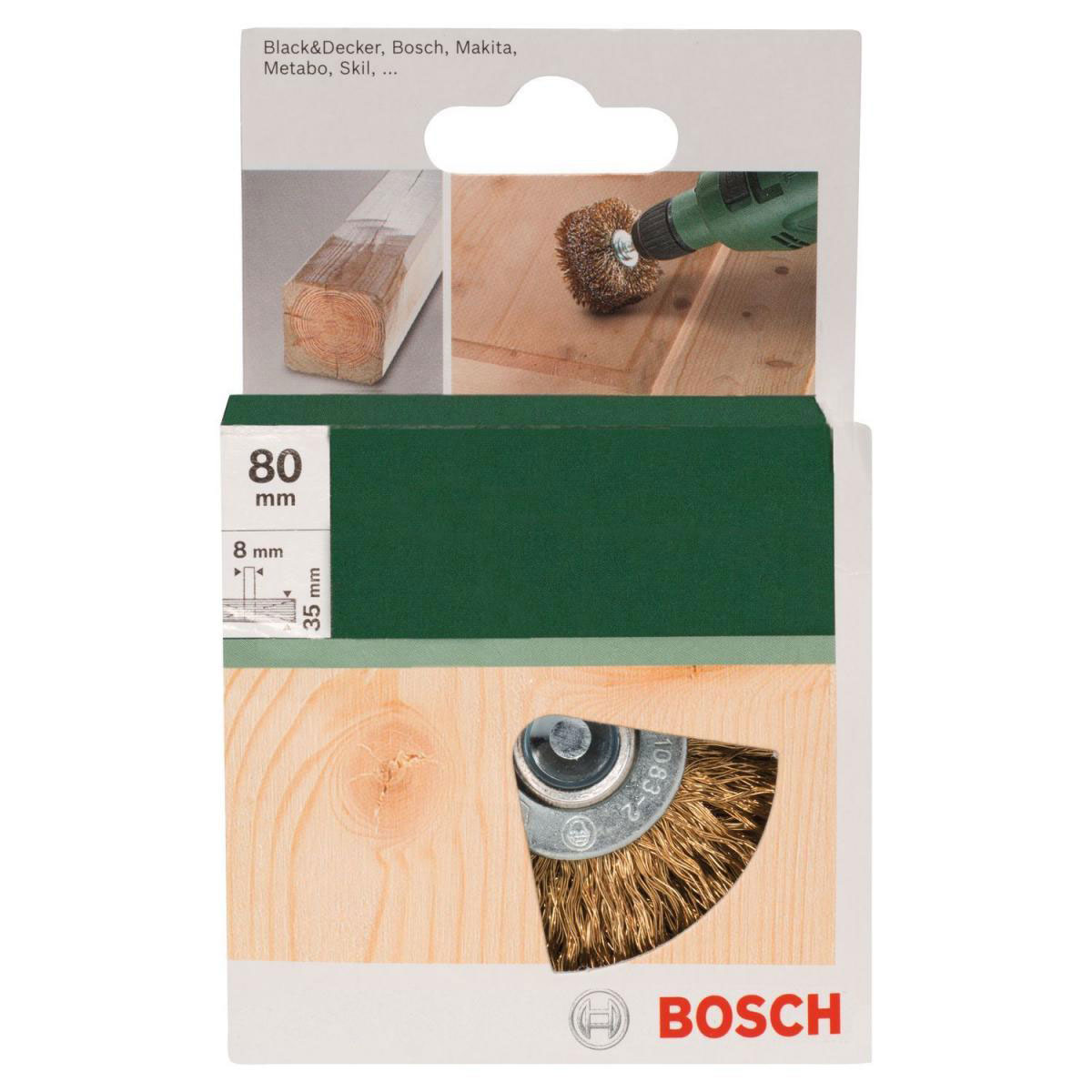 Bosch  DIY Holzstrukturbürste gewellter Draht vermessingt Durchmesser 80 mm 8 mm Bild 2