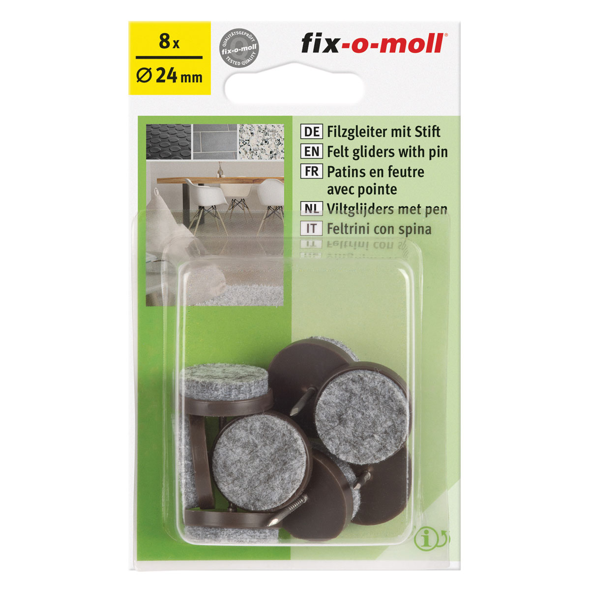 Suki Filzgleiter mit Stift Durchmesser 2,4 cm braun 8 Stück Bild 2