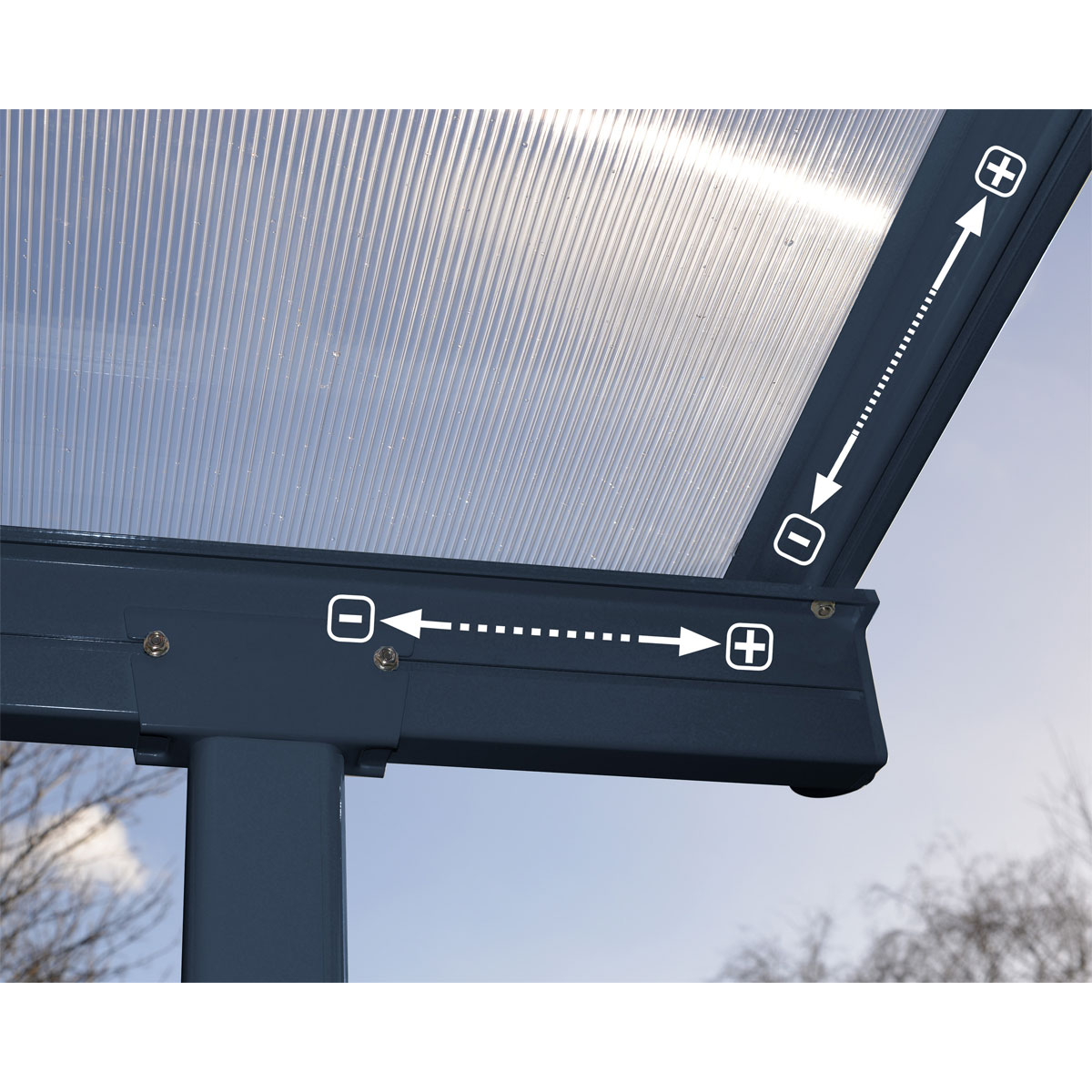 Palram Canopia Sierra Alu Terrassenüberdachung Polycarbonat 3x6 m grau Bild 3