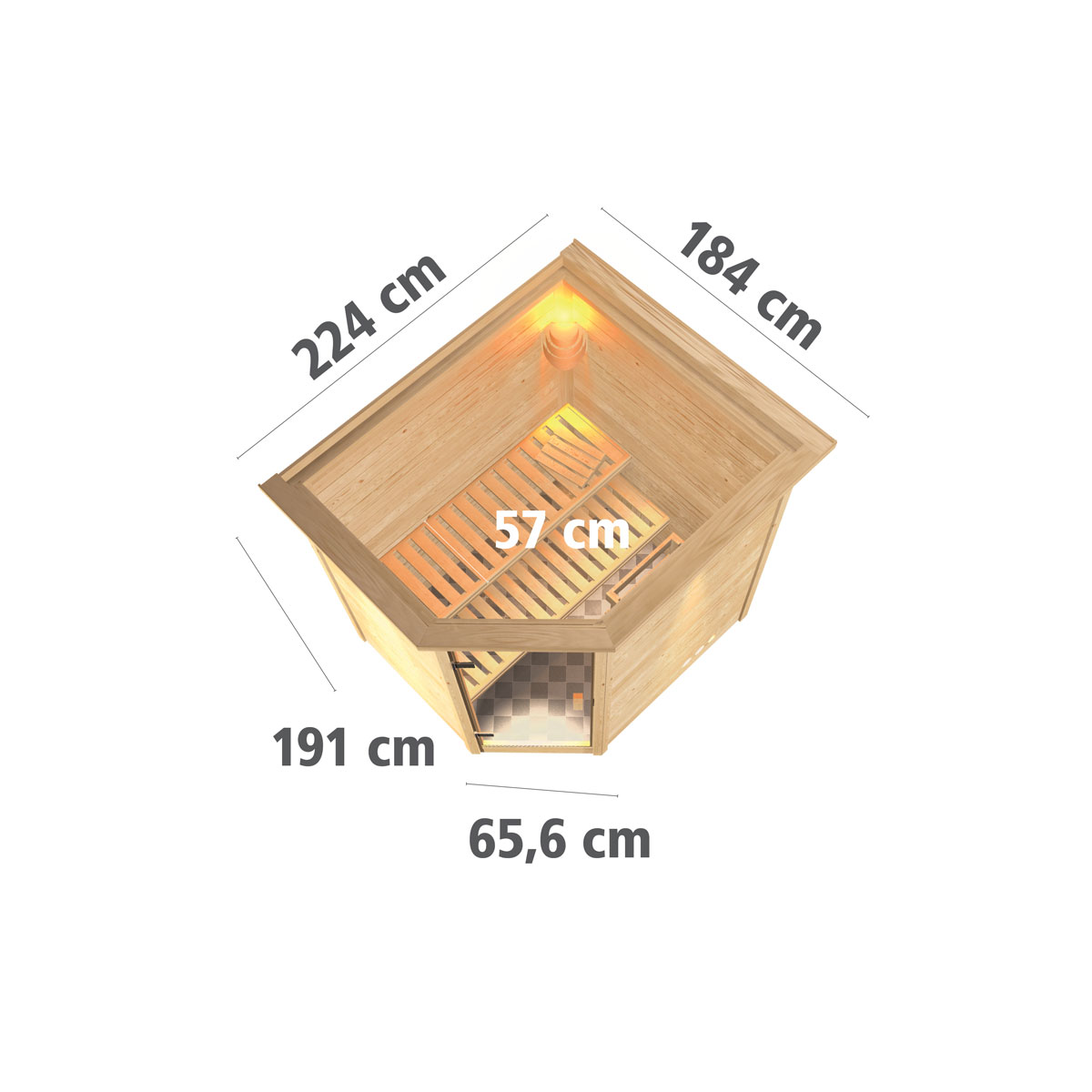Karibu Sauna Elea mit Kranz naturbelassen ohne Ofen Bild 2