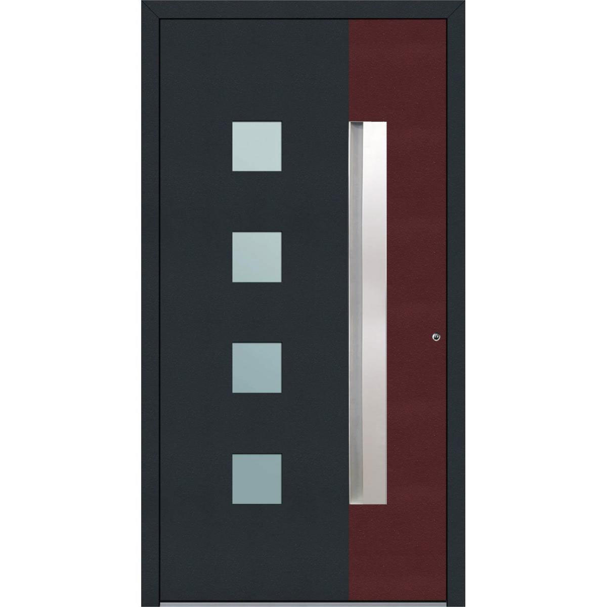 Aluminium Sicherheits-Haustür Genua Exklusiv 75 mm anthrazit mit rot 110 x 210 cm Anschlag rechts inkl Griffleiste Bild 1