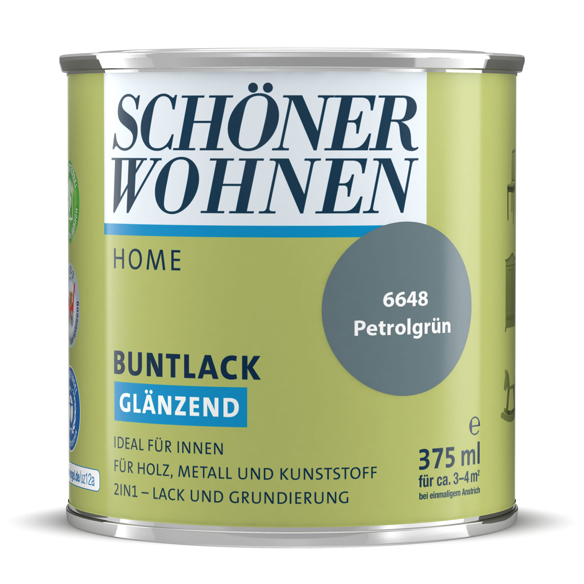 Schöner Wohnen Farbe Buntlack Home petrolgrün glänzend 375 ml