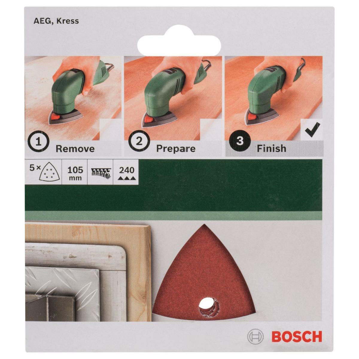 Bosch  DIY Schleifblatt 105 mm G240 RedWood Top 6 Löcher Klett 5- teilig  Bild 2
