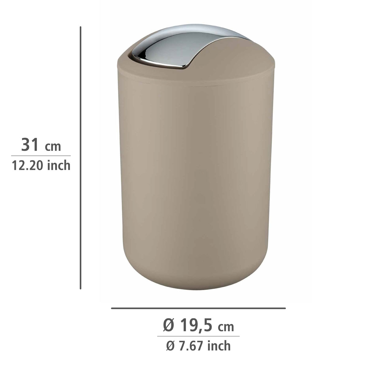 Wenko Schwingdeckeleimer Brasil L taupe 6,5 L Bild 3