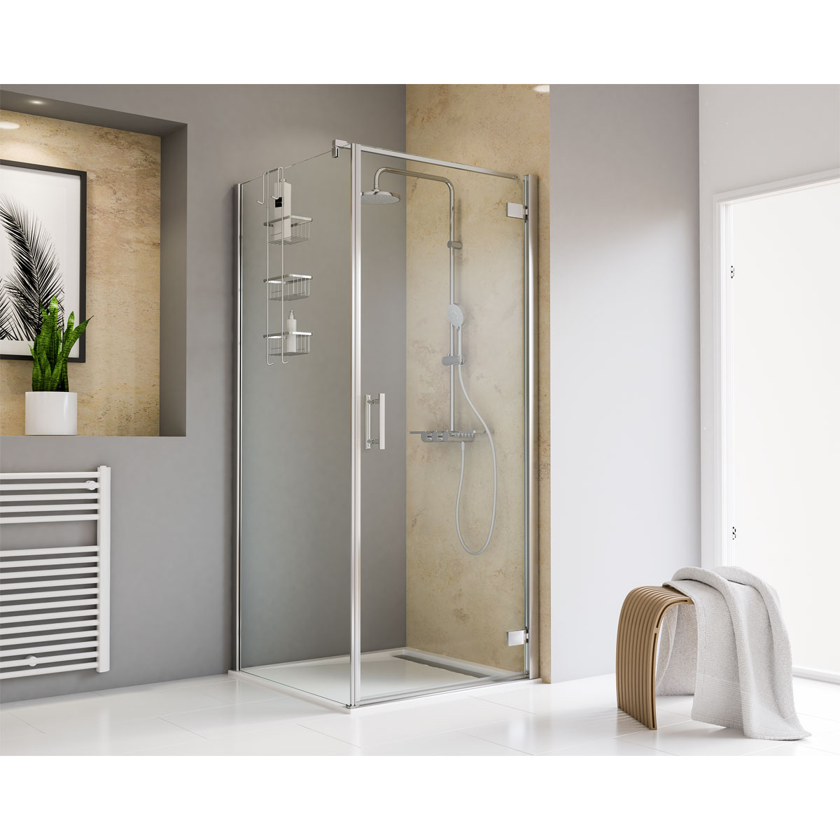 Schulte Drehtür pendelbar mit Seitenwand Toura 100 x 100 x 200 cm chrom Anschlag rechts Bild 1