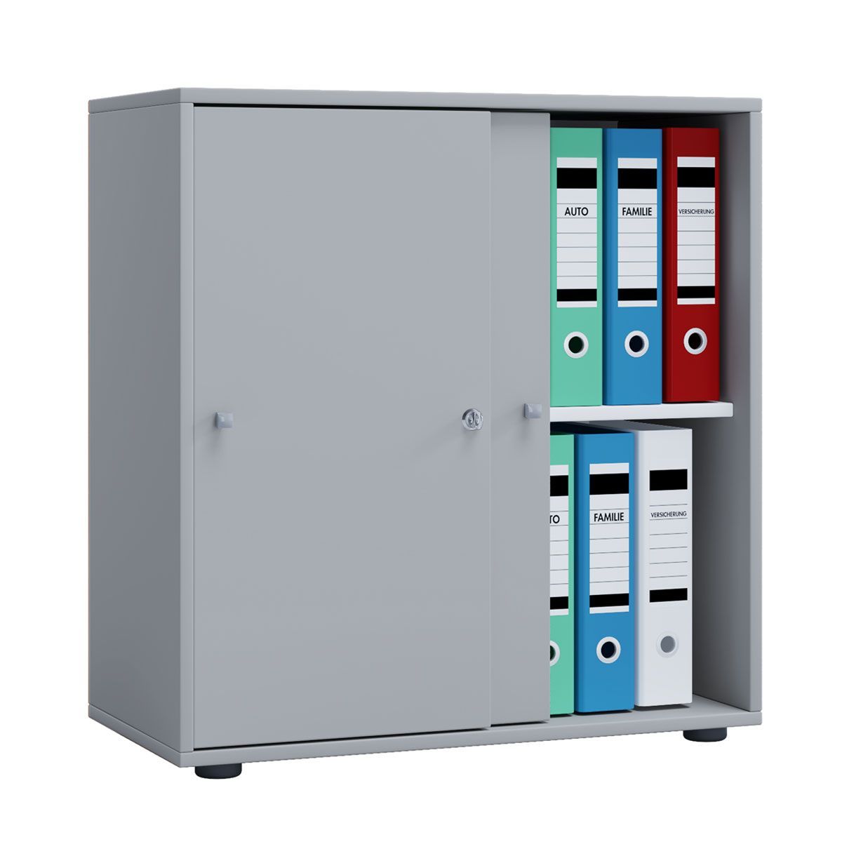 Büroschrank Lona L mit Schiebetüren grau Bild 1