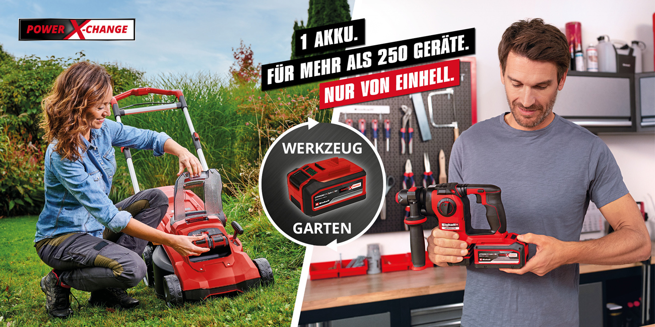 Einhell Akku System mit Mann und Frau