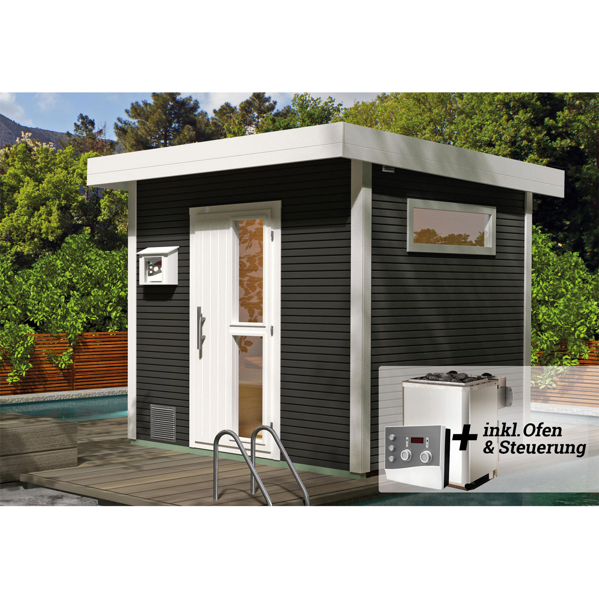 Weka  Design-Saunahaus Kuopio Sparset 9,0 kW OS inkl analoger Steuerung natur Bild 2