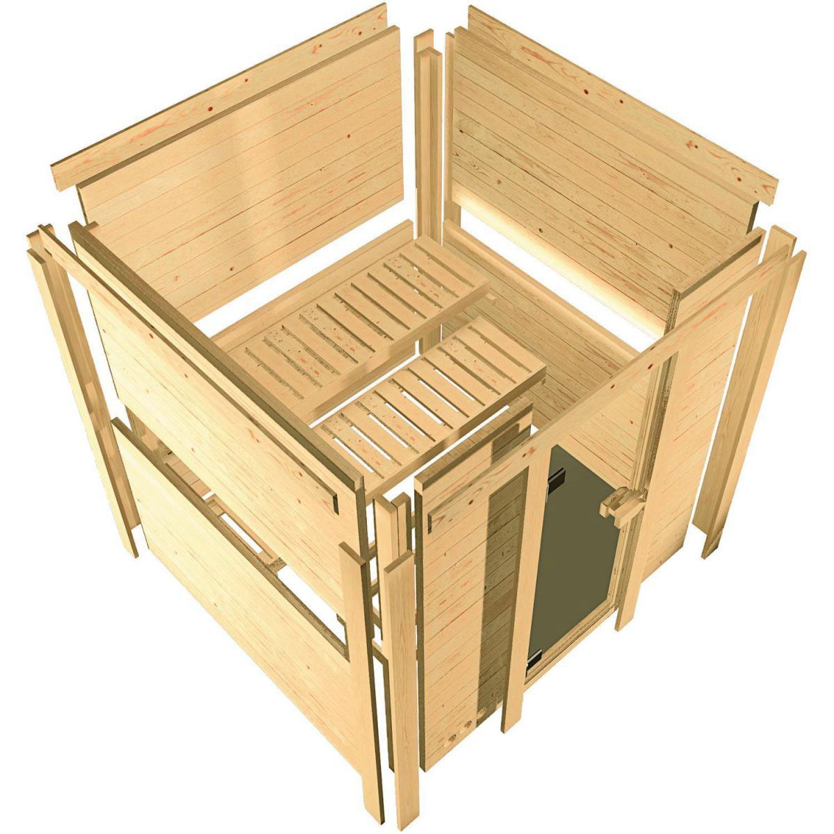 Karibu Sauna Sonara Fronteinstieg ohne Ofen Tür graphit ohne Kranz Bild 4