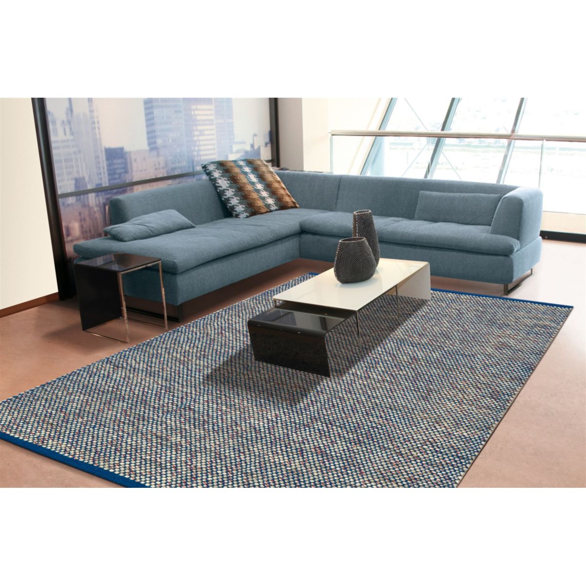 Tweed 8058 Grau / Blau 120cm x 180cm Bild 2