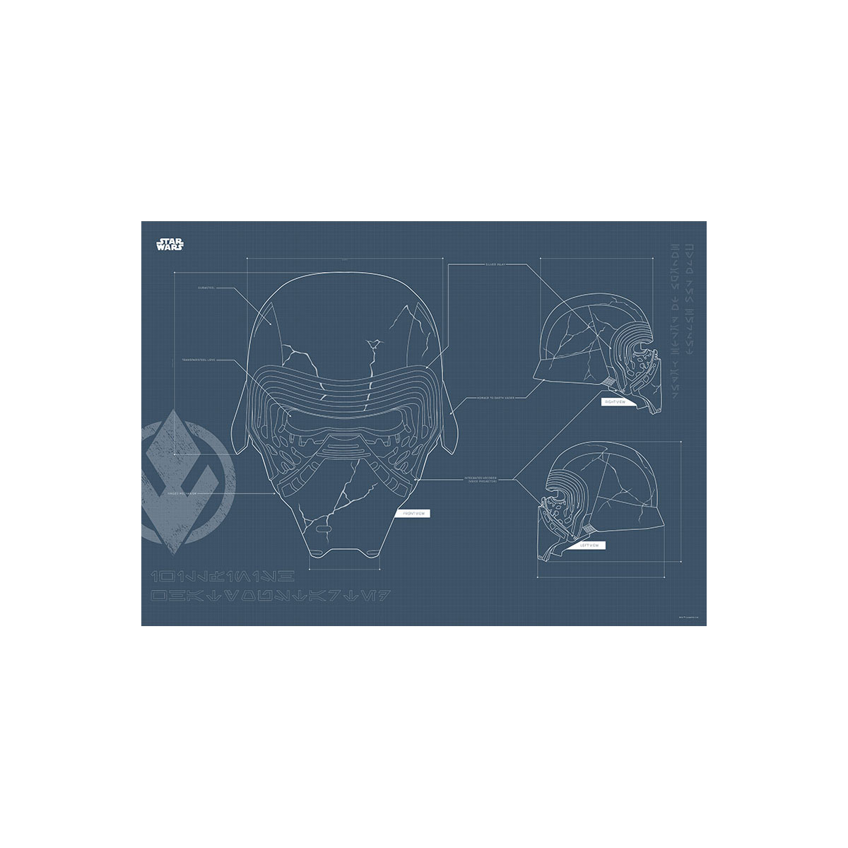 Komar  Wandbild Star Wars EP9 Blueprint Kylo Helmet 40x30 cm Bild 2