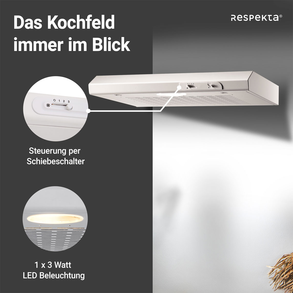 Respekta Unterbauhaube Suna DH620WL weiß 60 cm Bild 3