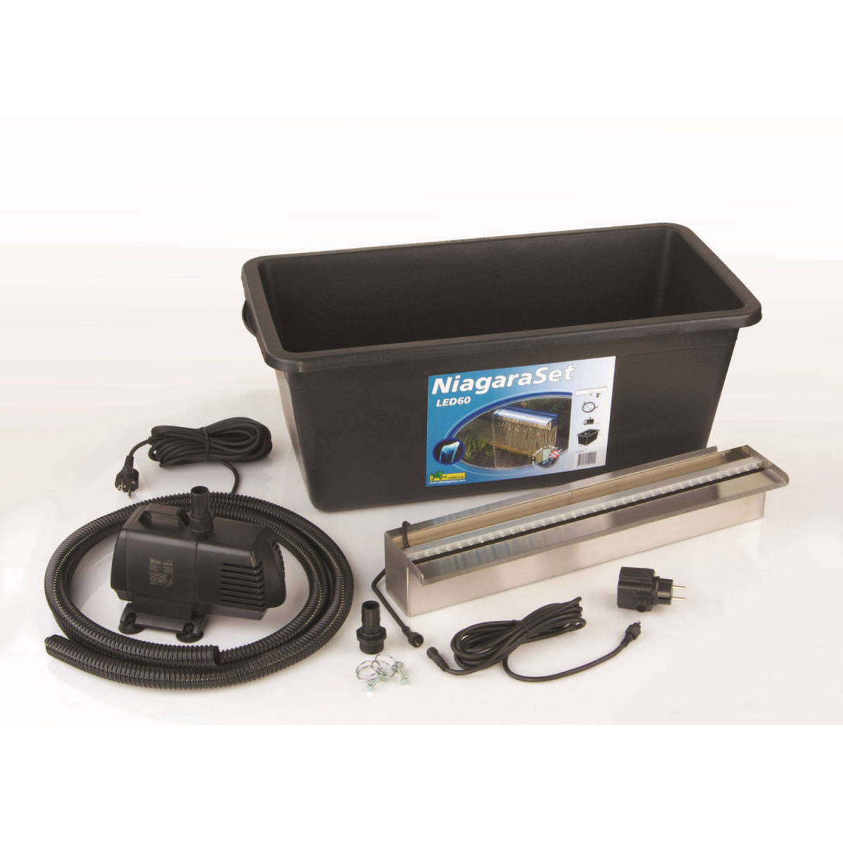 Ubbink Überlauf-Element-Set Niagara inkl Pumpe und LED-Beleuchtung 60 cm