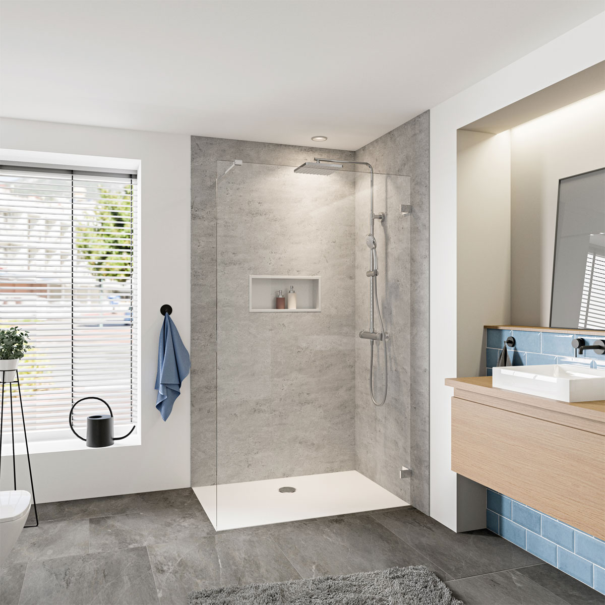 Panorama Walk-In rahmenlos chrom klar Wandwinkel innen