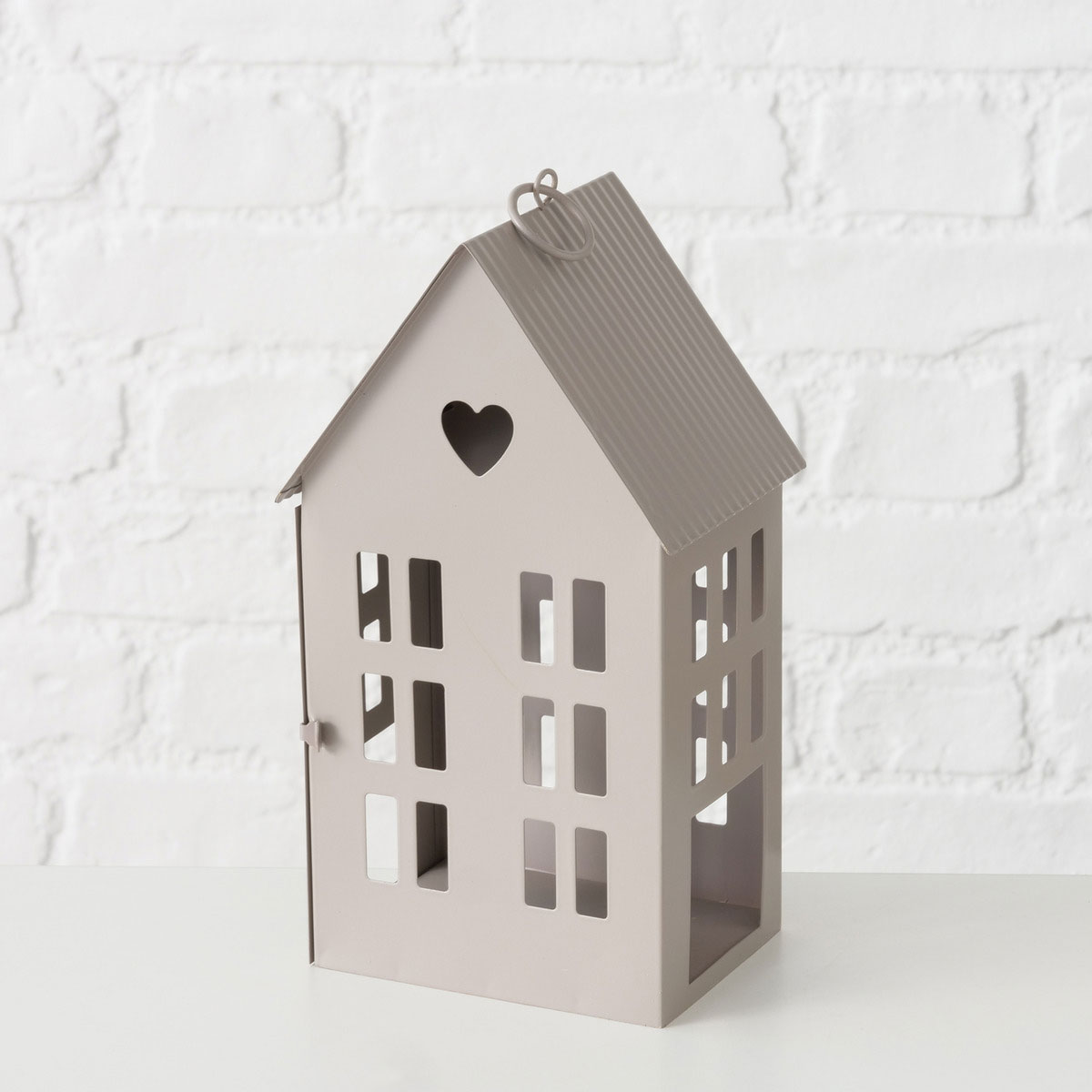 Laterne Alamo Haus 13 x 10 x 25 cm beige hellbraun Metall Bild 3