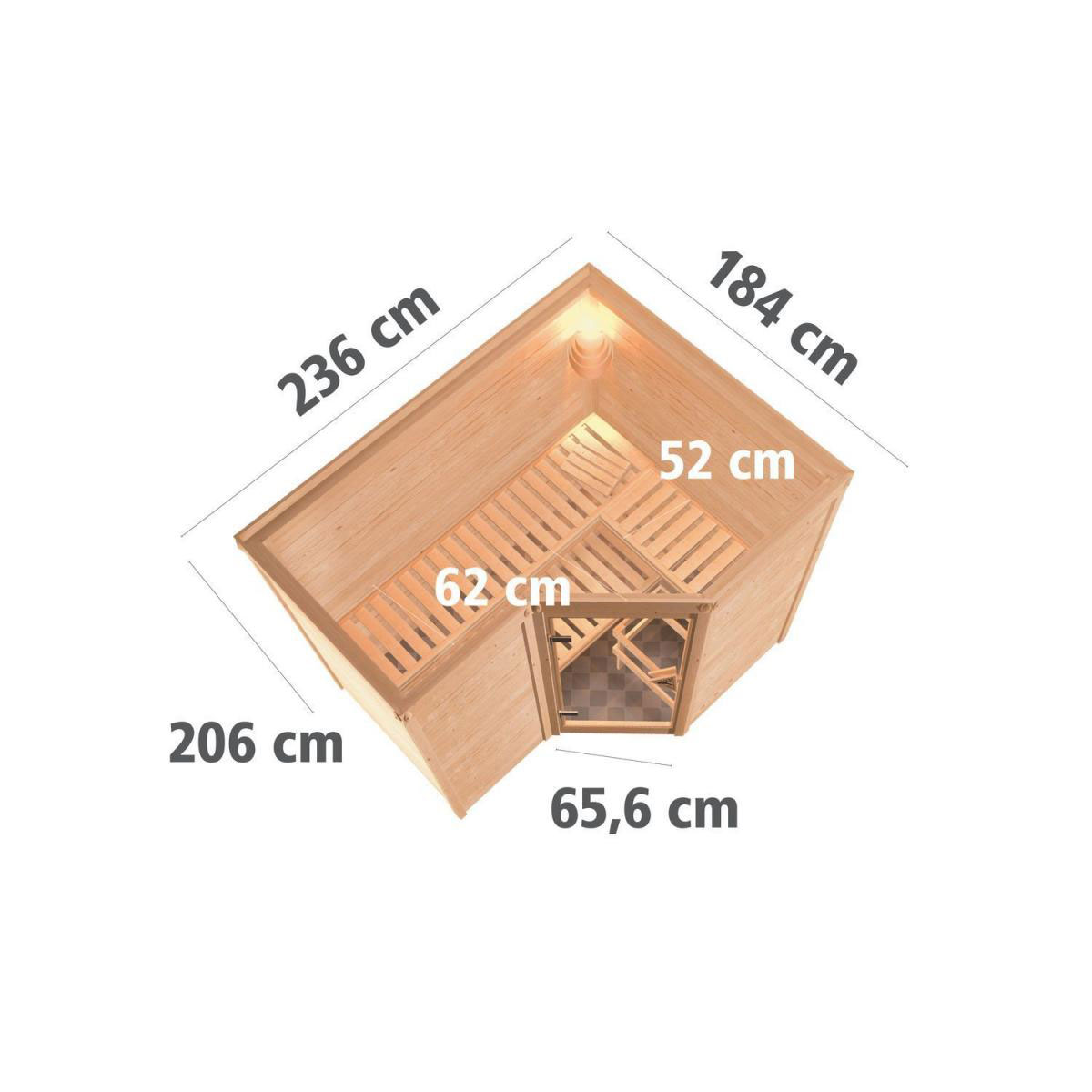 Karibu Sahib 2 Eckeinstieg 9 kW Ofen externe Strg ohne Kranz Tür graphit Bild 3