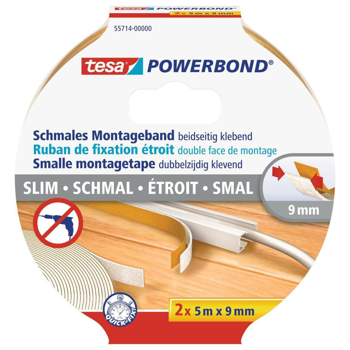 Tesa Powerbond Montageband 2 x 5mx9 mm