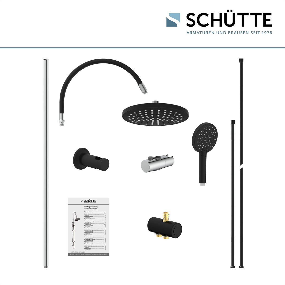 Schütte Überkopf-Brauseset Matao Rain chrom/Schwarz matt Bild 7