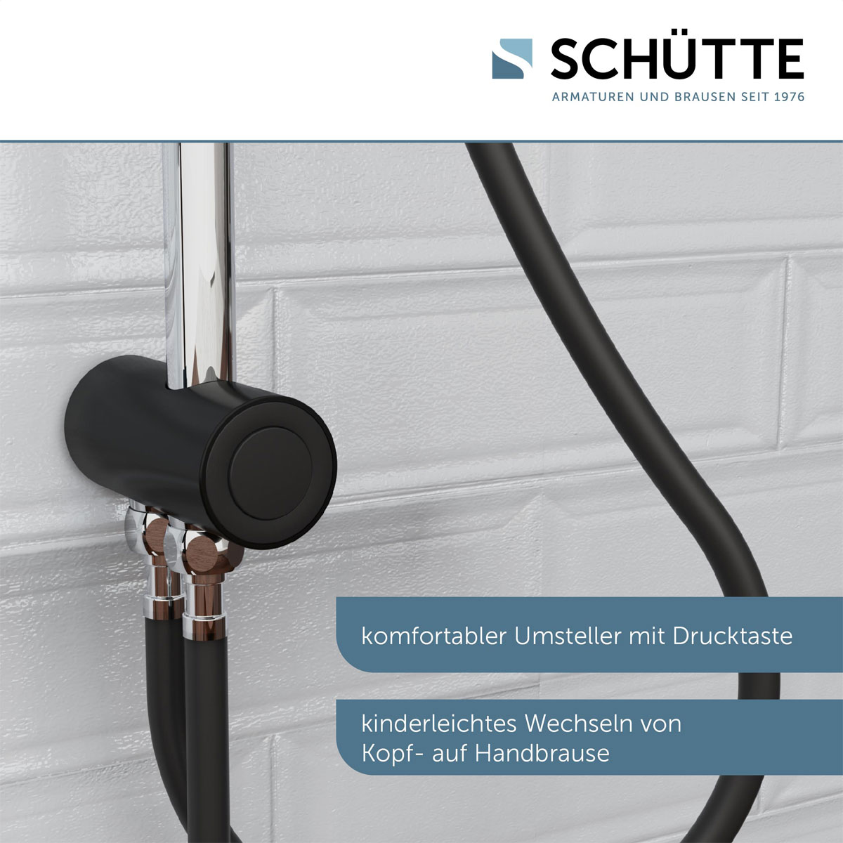 Schütte Überkopf-Brauseset Matao Rain chrom/Schwarz matt Bild 6