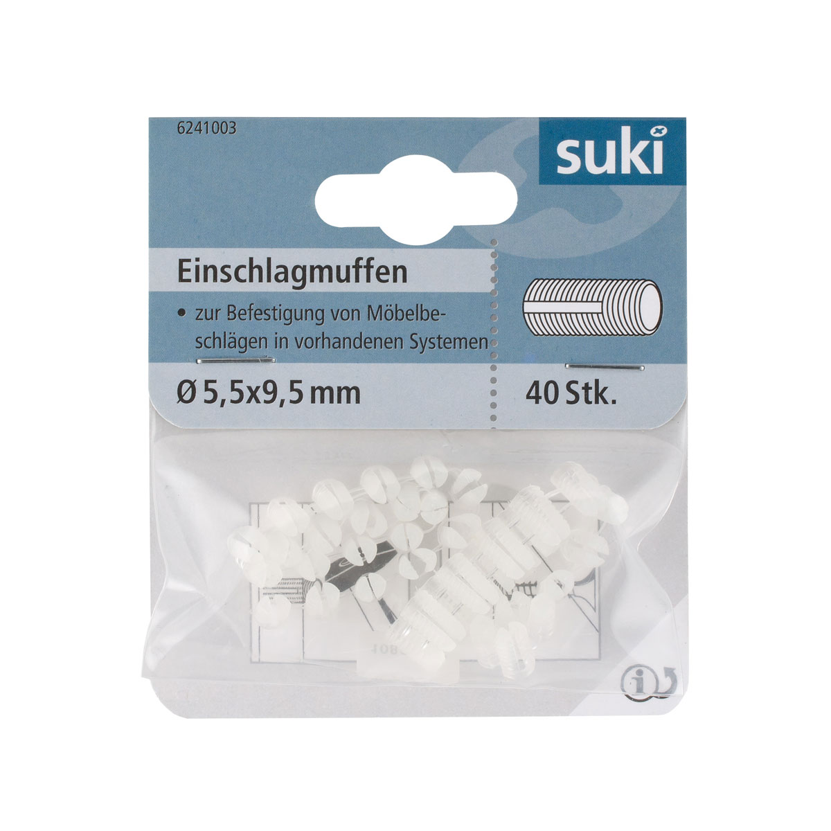 Suki Einschlagmuffe Kunststoff Durchmesser 5,5 x 9,5 mm 40 Stück Bild 1