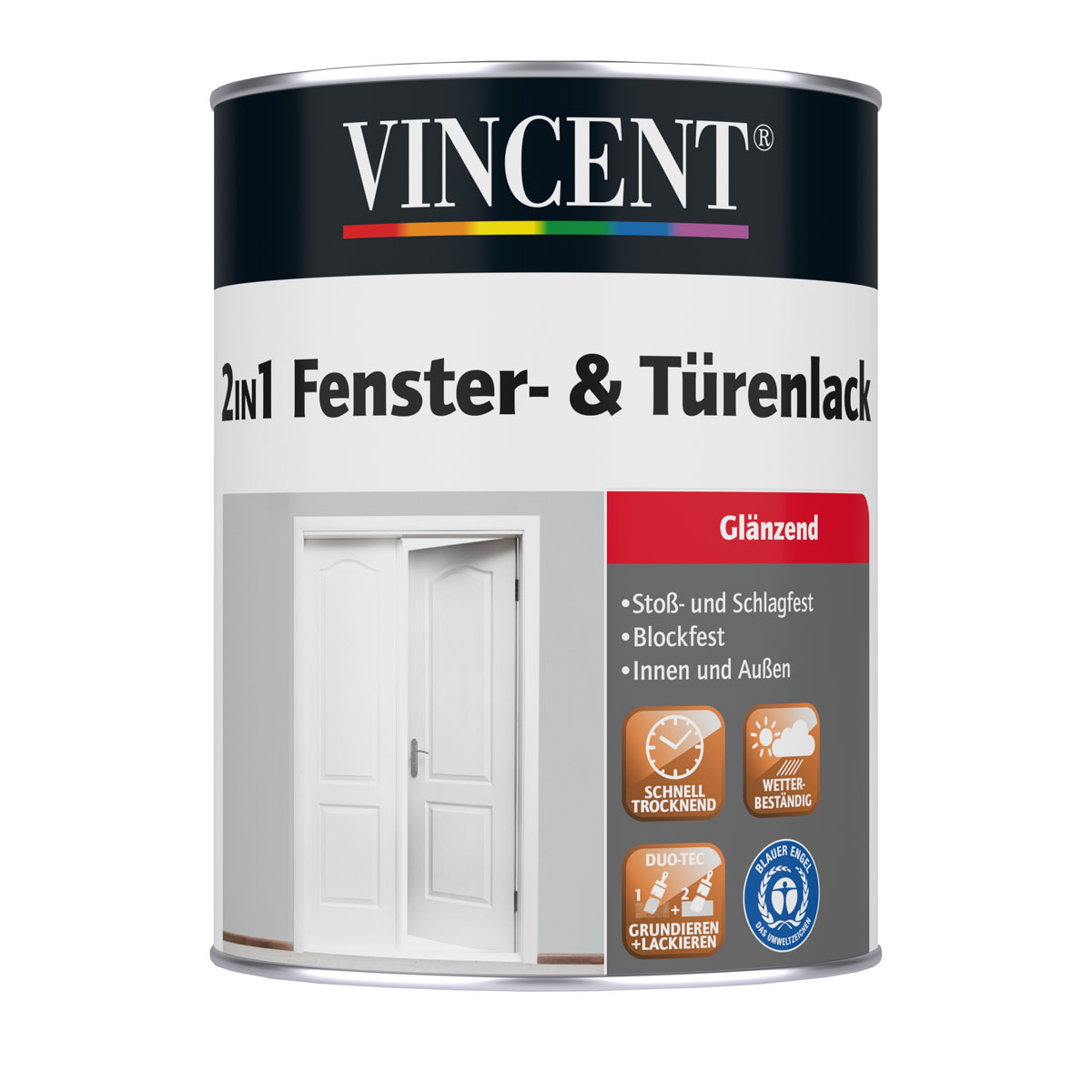 Vincent 2in1 Fenster- und Türenlack glänzend 2,5 L