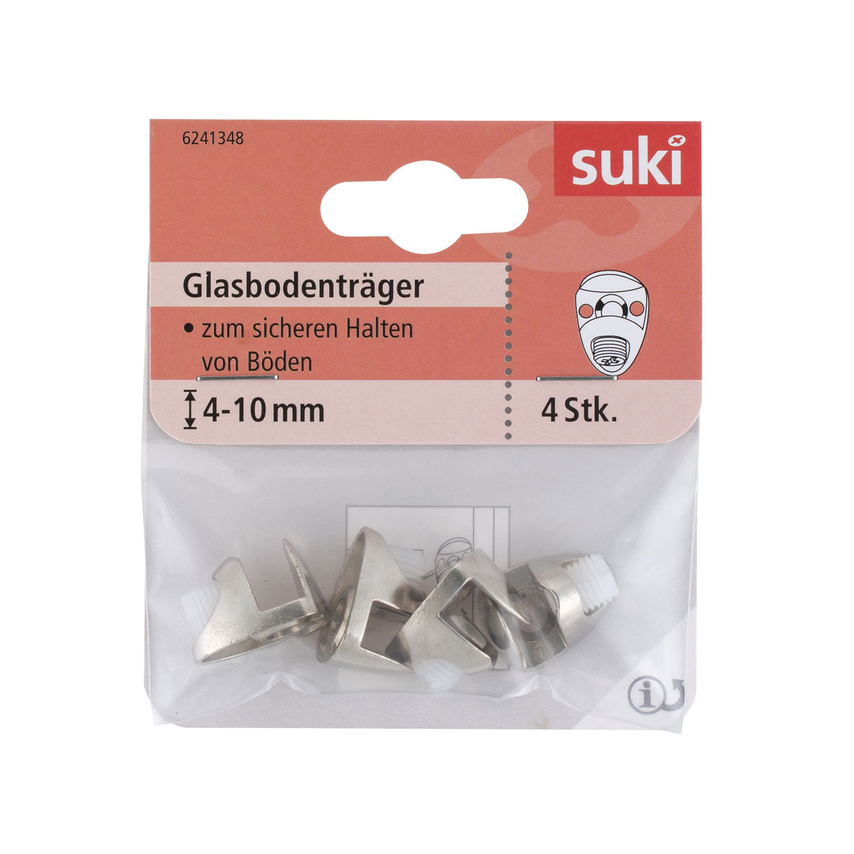Suki Bodenträger Stahl Durchmesser 0,5 x 0,5 cm vernickelt 4 Stück