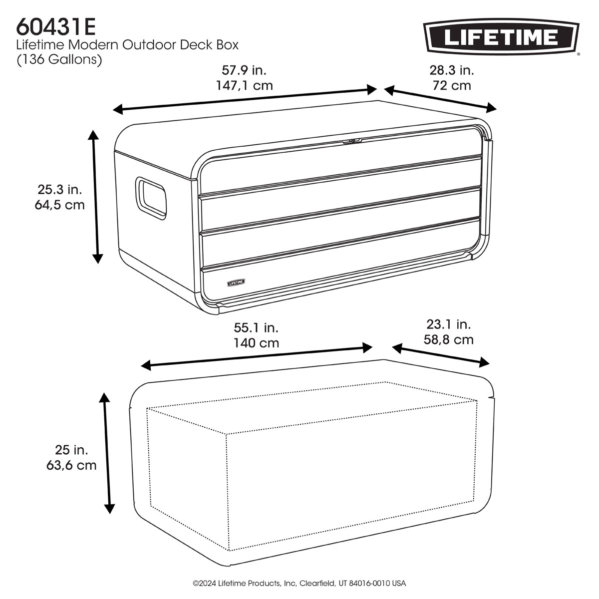 Lifetime Kissen- & Auflagenbox 515 L 72x147,1x63,6cm Anthrazit Bild 12