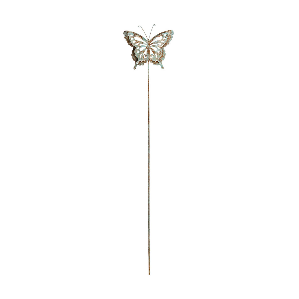 Kunstgewerbe Gehlmann Metallstecker Schmetterling 18 x 95 cm Türkis