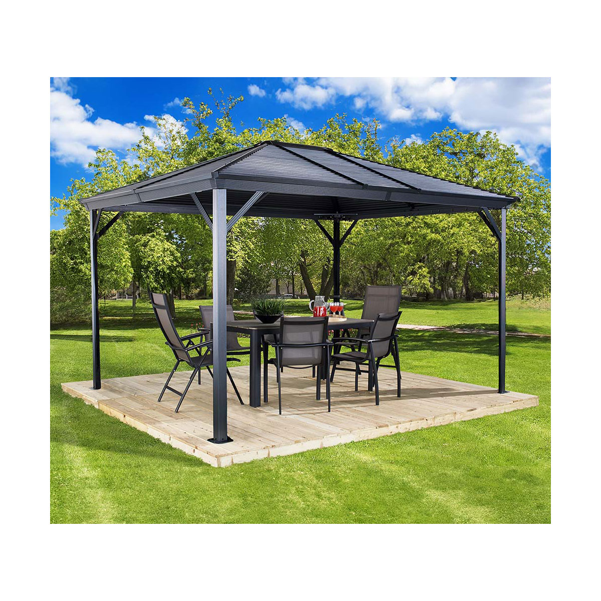 Sojag Pavillon Ventura 1010 295,5x295,5x260,5cm Basaltgrau Bild 3