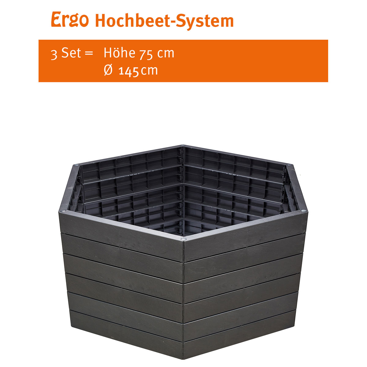 Garantia Hochbeet-System ERGO XL 6 Paneele inkl Verbinder stone Bild 3