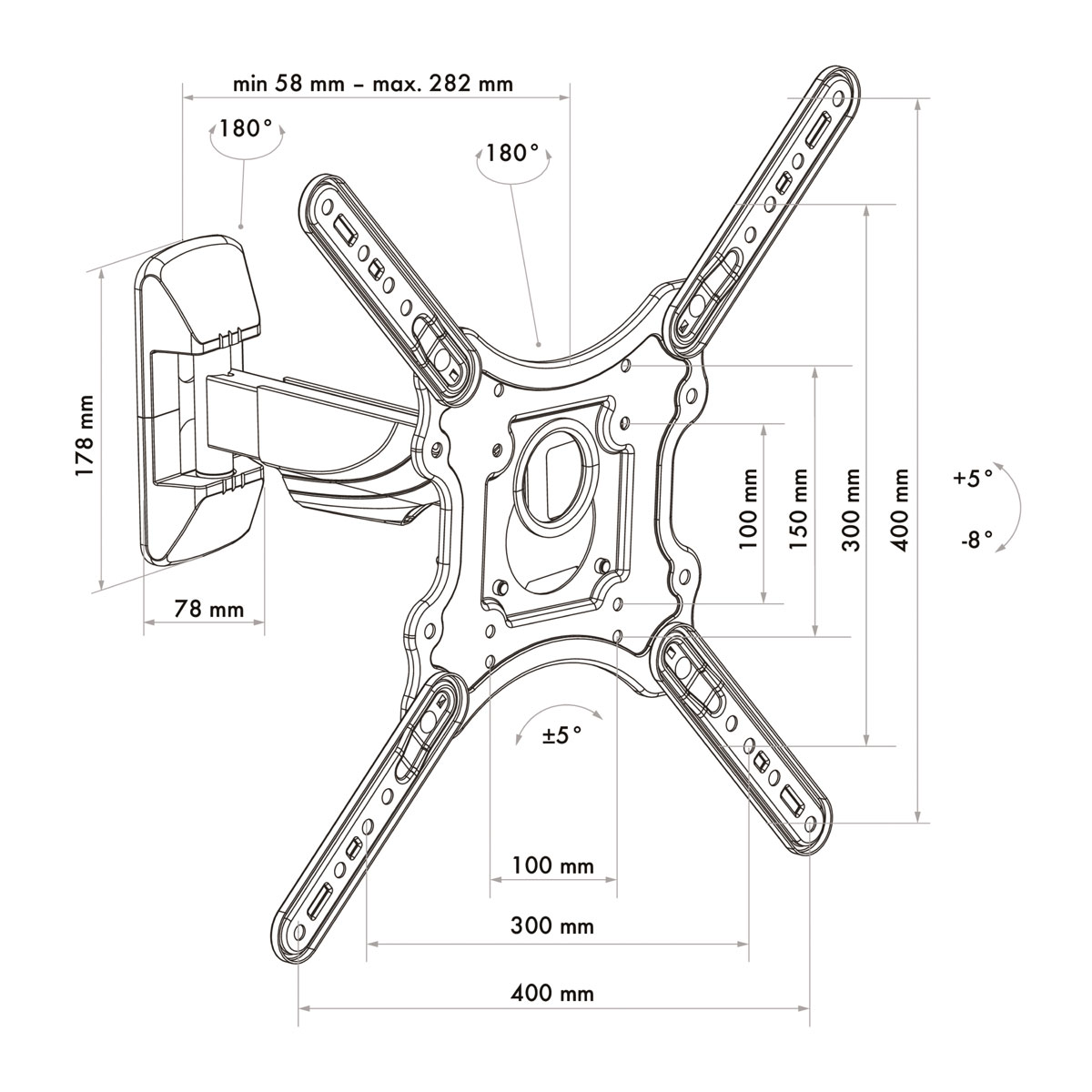 Schwaiger TV-Wandhalter Motion 3 58 bis 190 cm schwarz Bild 5