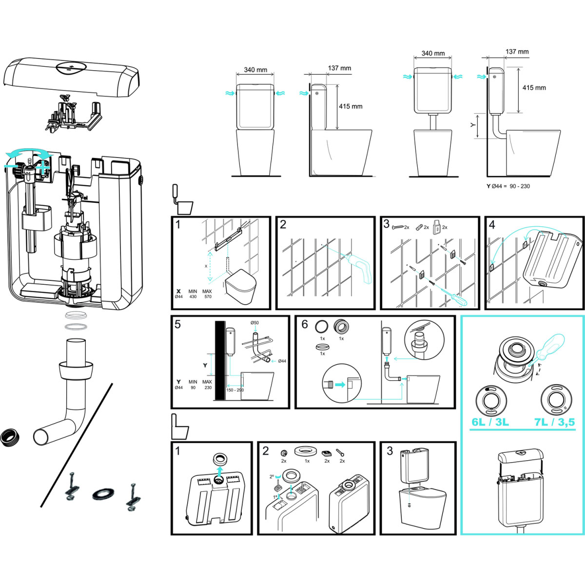 Cornat Spülkasten Leda New weiß 6-7 L Bild 2