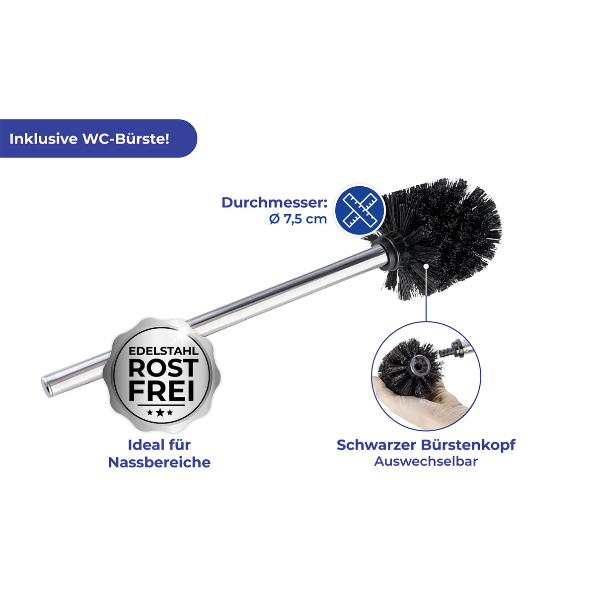 Wenko  6 in 1 Stand WC-Garnitur Imon Grau matt integrierter Toilettenpapierhalter WC-Bürstenhalter Ersatzrollenhalter Stauraumfächer und Ablage Bild 7