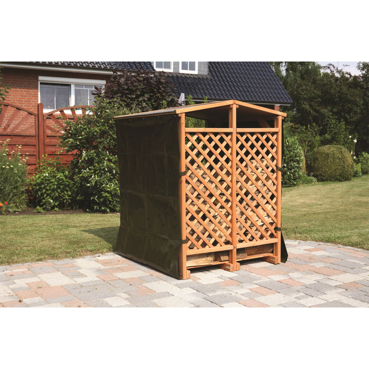 Promadino Kaminholzlager mit 2x Wetterschutz