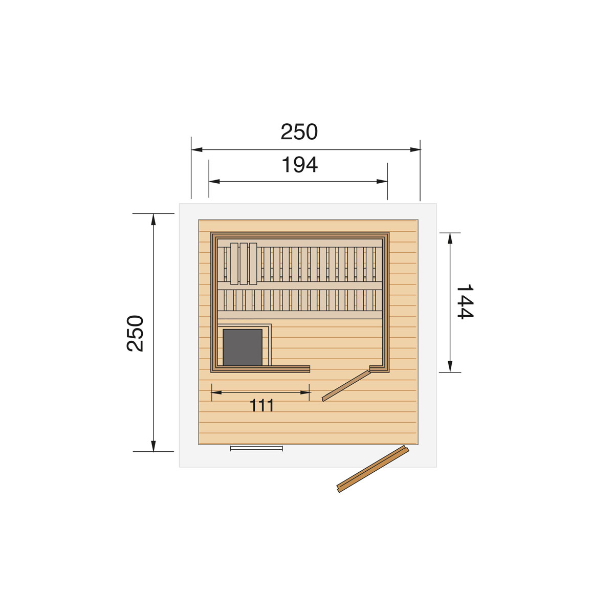 Weka  Massivholzsauna 536 HT Größe 1 BioS 45 mm mit Bio-Saunaofen 7,5 kW Bild 4