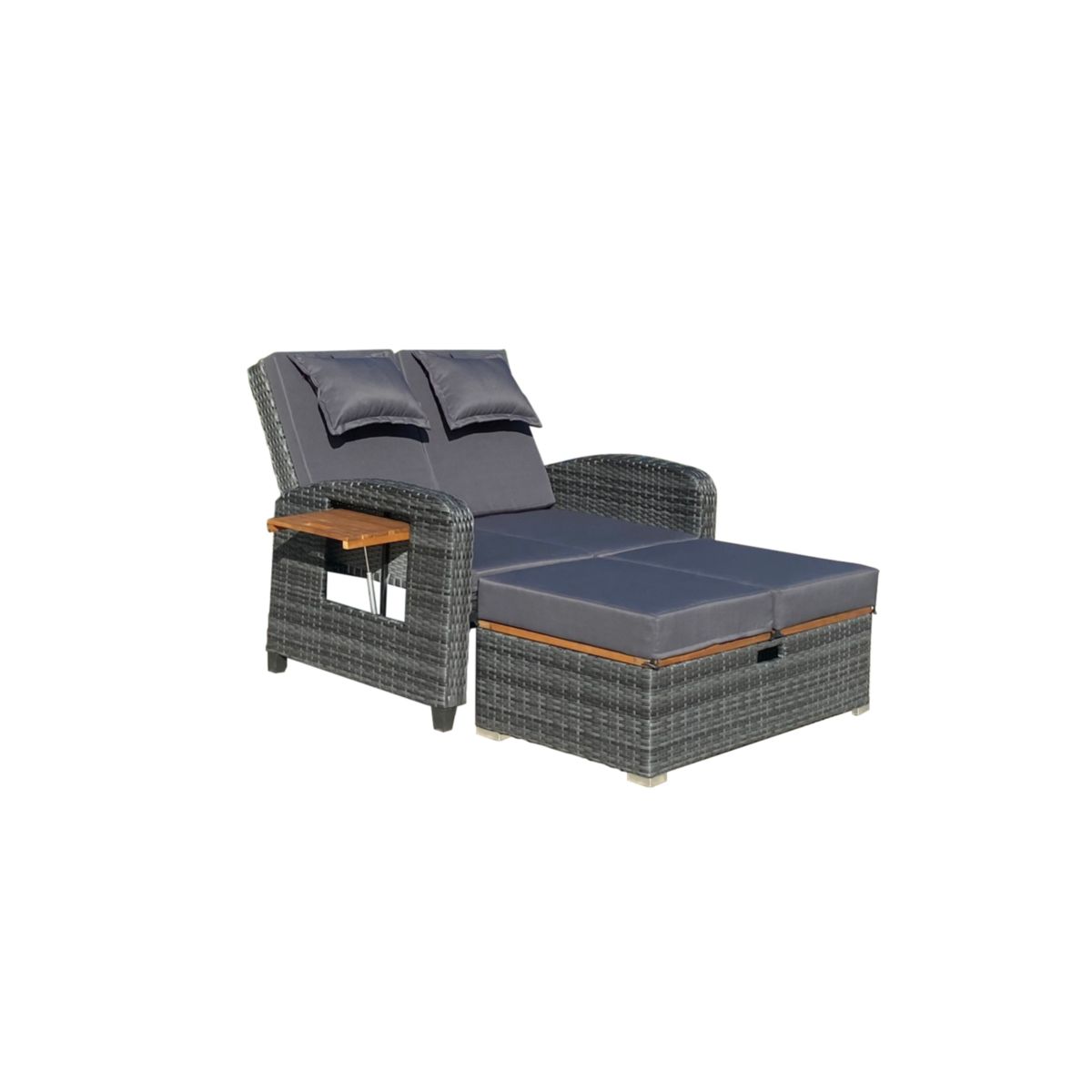 Garden Pleasure Funktionssofa BARI Stahl, Kunststoffgeflecht, Akazie