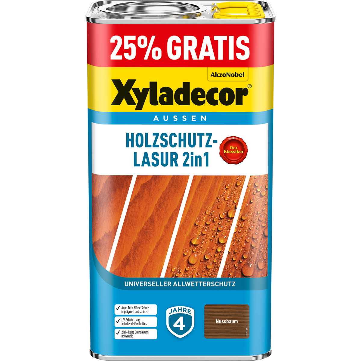 Xyladecor Holzschutz-Lasur 2in1 Nussbaum 5 L