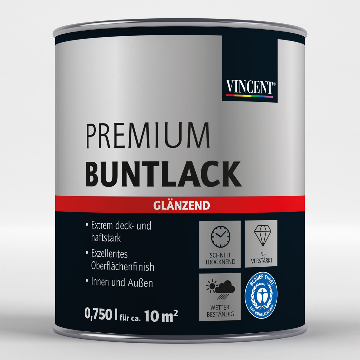 Vincent Premium Buntlack seidengrau glänzend 750 ml