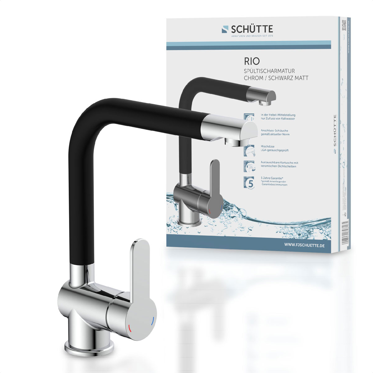 Schütte Schwenkbare Küchenarmatur Rio chrom schwarz matt Bild 6