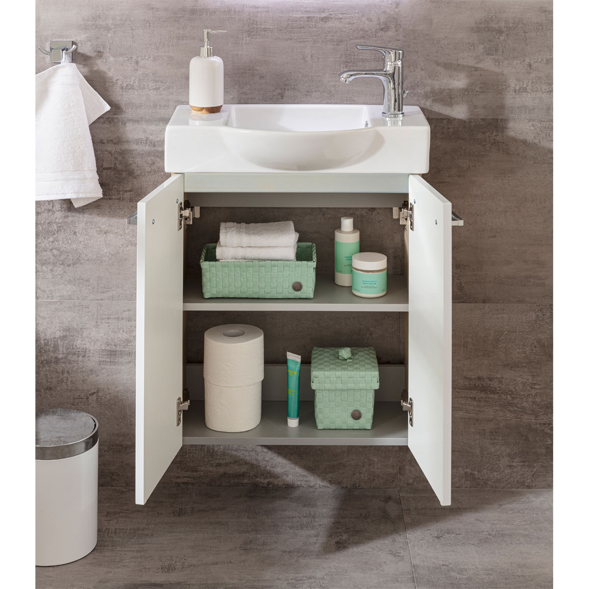 Fackelmann  Gäste-WC Waschtischunterschrank SBC 520 x 600 x 243 mm Sandeiche/Weiß Bild 5