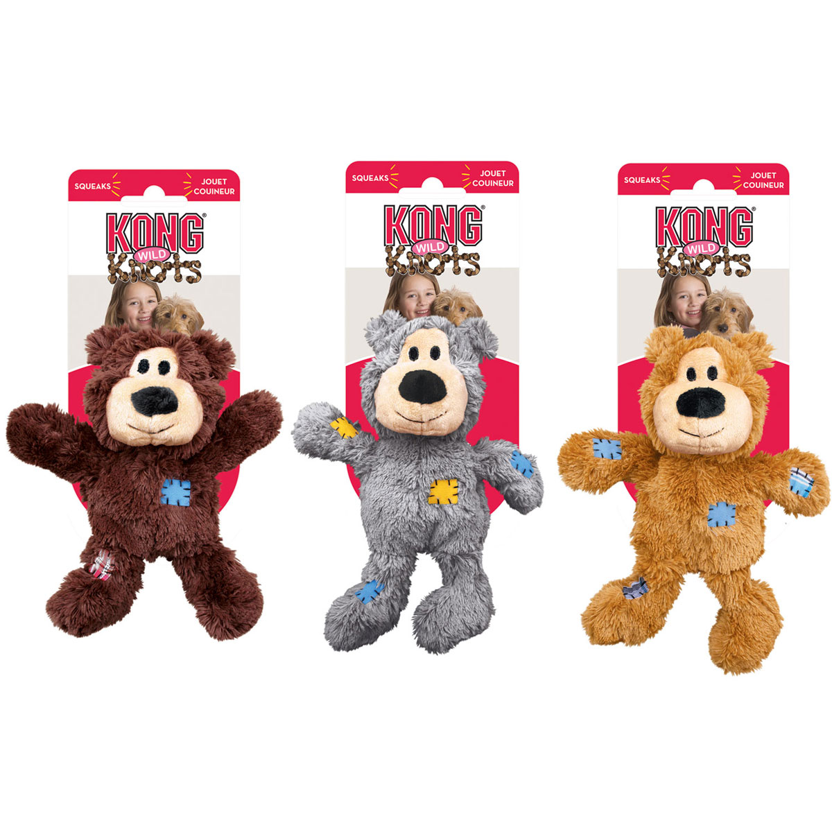 KONG Hundespielzeug Wild Knots Bears 28 cm mit Squeaker farblich sortiert Bild 4