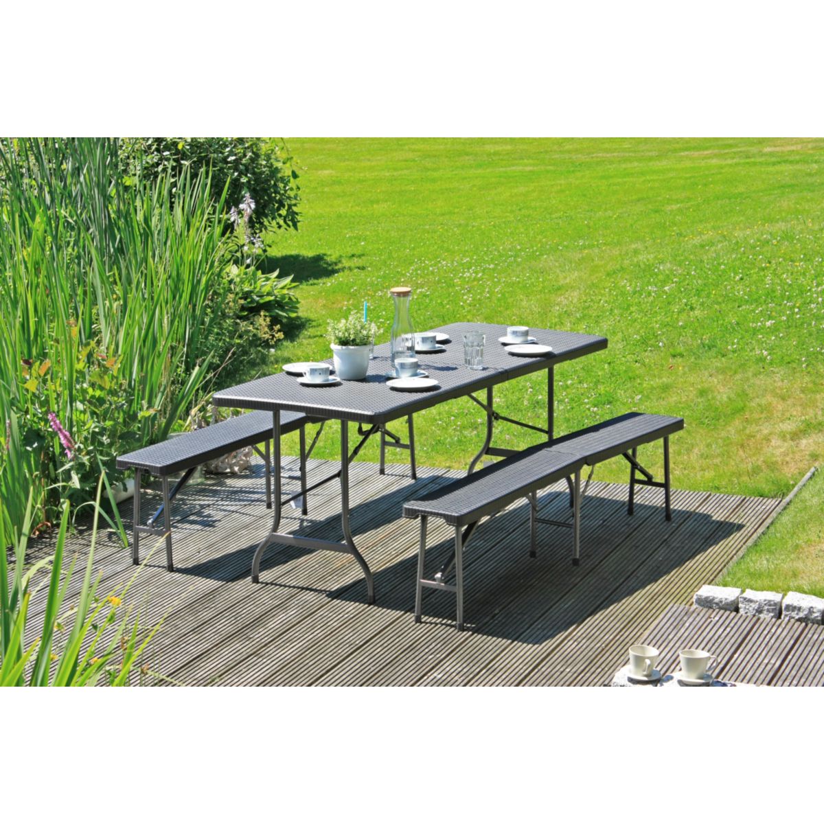 Garden Pleasure Tisch-Set VENTANA, 3-teilig Stahl / Kunststoff HDPE, schwarz Bild 8